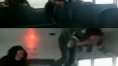 스쿨버스 안 여고생, 버스서 공중부양?