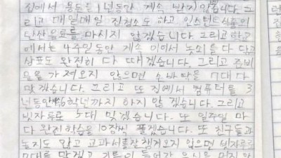 초딩의 난감한 반성문, 비장미 느껴지는 공약 ‘선생님 당황’