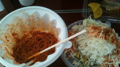 쫄면에 야채를 전부 빼보니